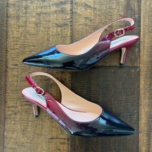 Joy In Love ombré burgundy/ black paten leather Slingback 2.5” Kitten Heels